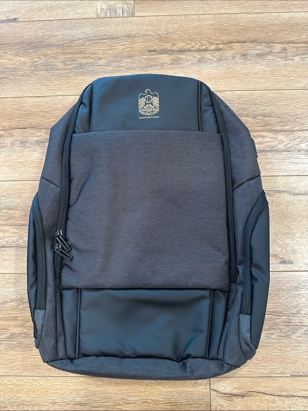 Black Men's Travel Backpack with UAE Emblem